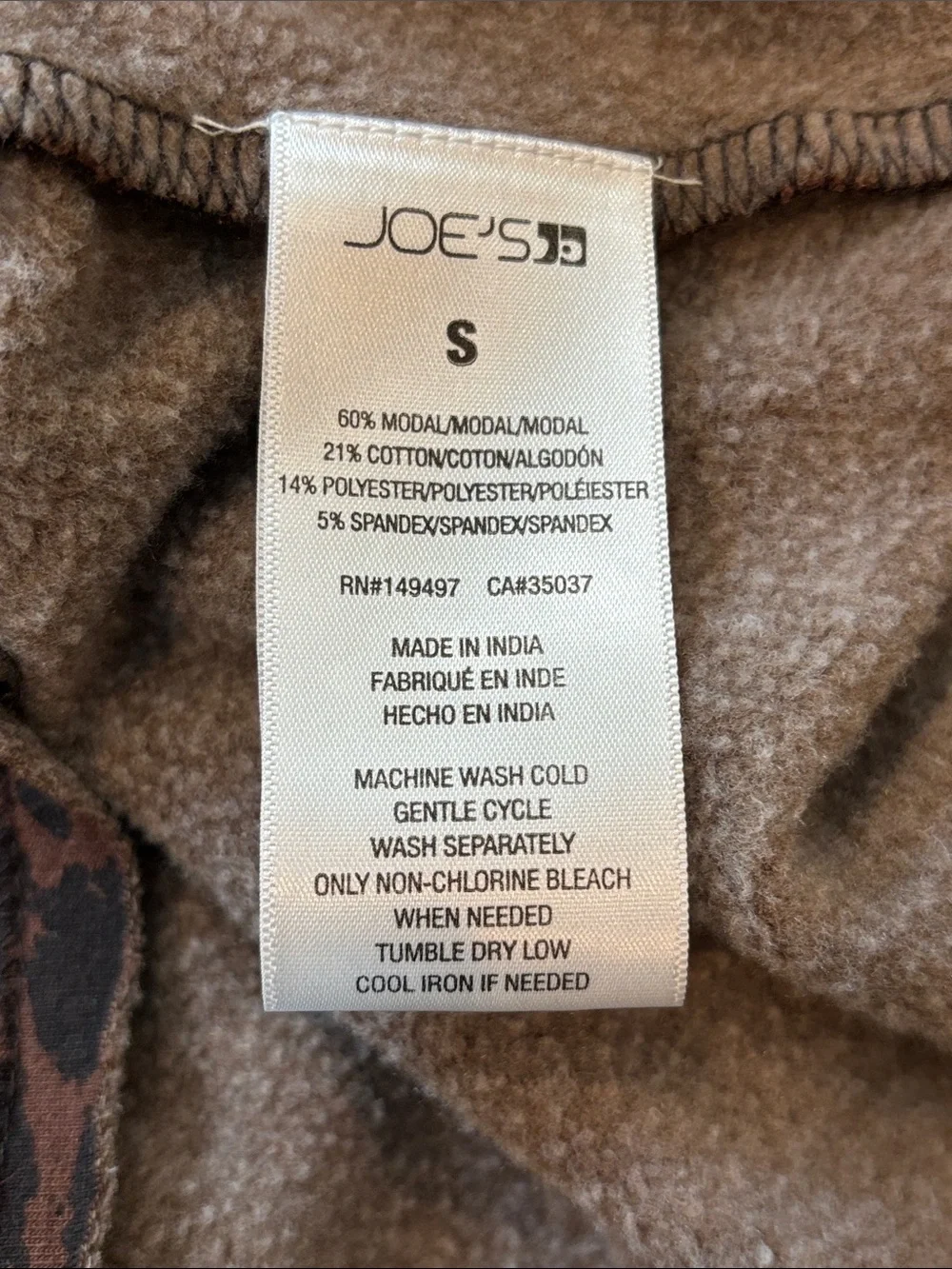 Joe's Jeans Brown & Black Leopard Crewneck Sweatshirt Small Pleated Animal Print